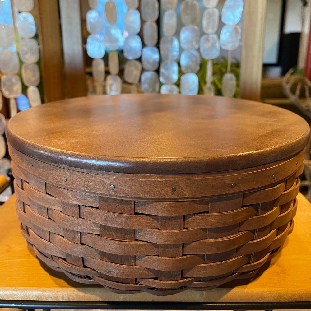 Longaberger Dk Brown Keeping Basket with Lid